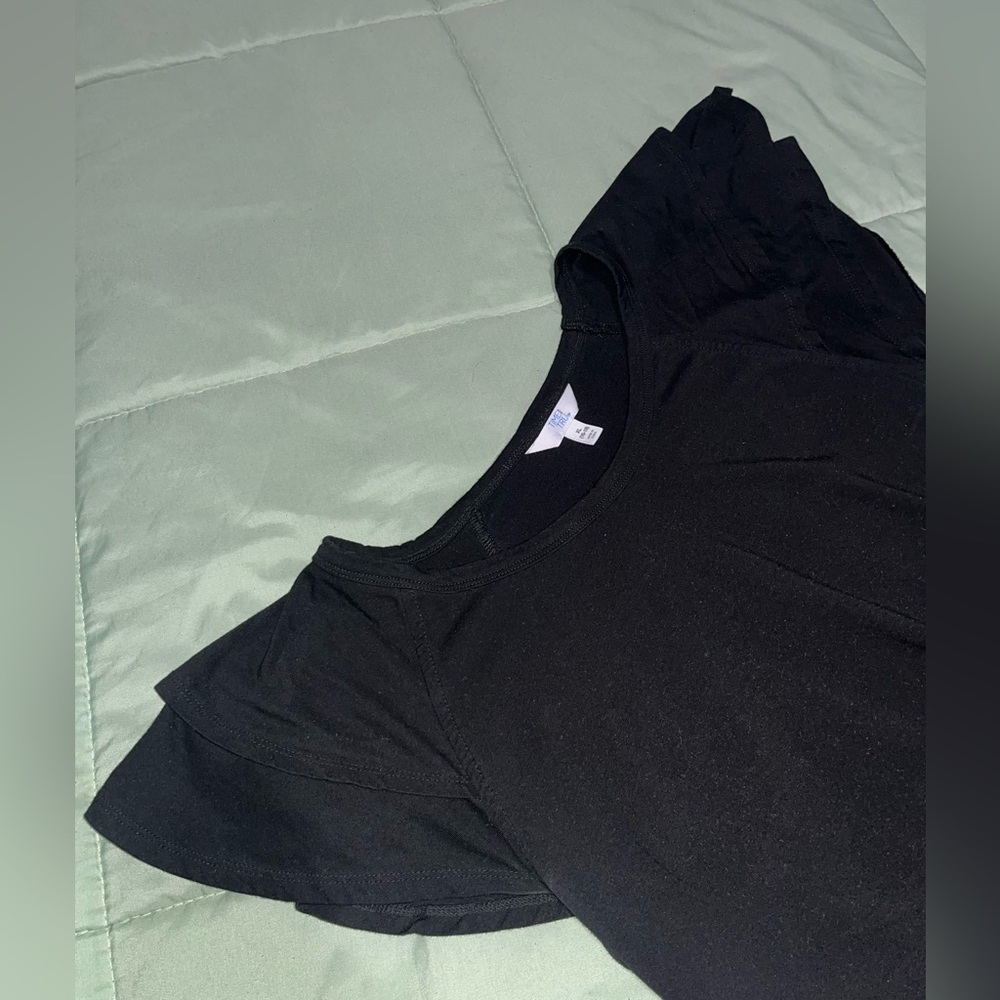 Flared Sleeve Black Tee